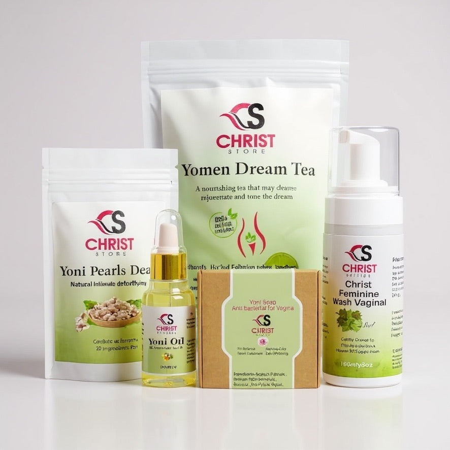 Christ Store Intimate Feminine Care Kit – Yoni Wash, Soap, Oil, Detox Pearls & Herbal Tea for Freshness & Balance