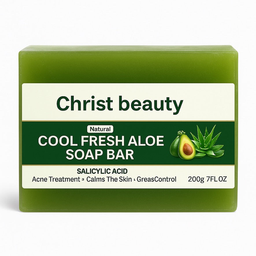 Cool Fresh Aloe Soap Bar with Salicylic Acid – Acne & Grease Control, Calms Irritated Skin, Deep Cleansing 200g/7FL