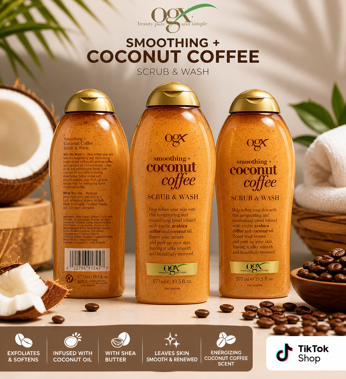 Coconut Coffee Smoothing Scrub & Wash
