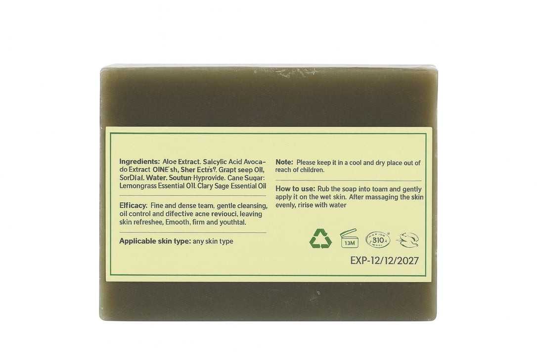 Cool Fresh Aloe Soap Bar with Salicylic Acid – Acne & Grease Control, Calms Irritated Skin, Deep Cleansing 200g/7FL