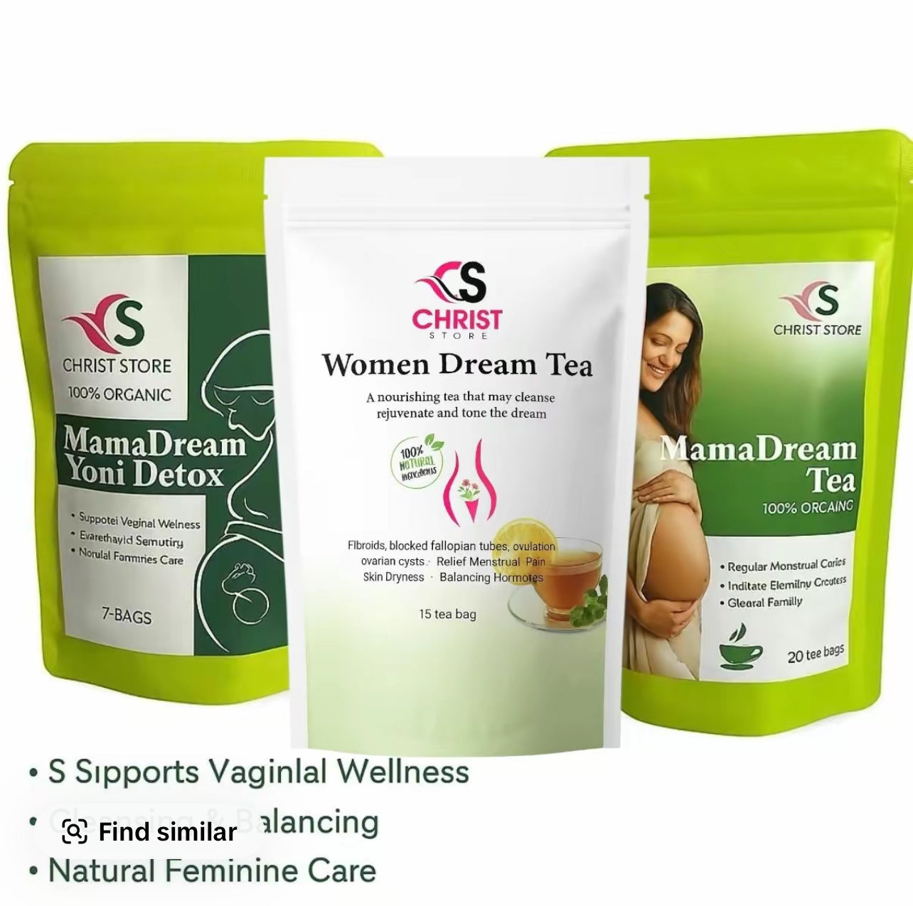 MamaDream Tea Set 20 bags - 100% Organic  Detox & Fasil pou fè pitit Tea - 7 & 10 Tea Bags