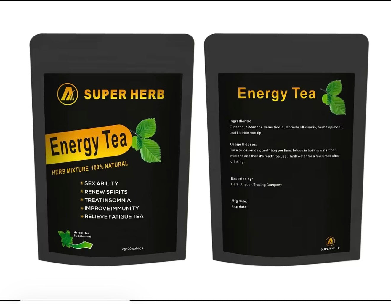 Energy Tea Herb Mixture - 100% Natural Treat for Insomnia, Fatigue & Sleepiness